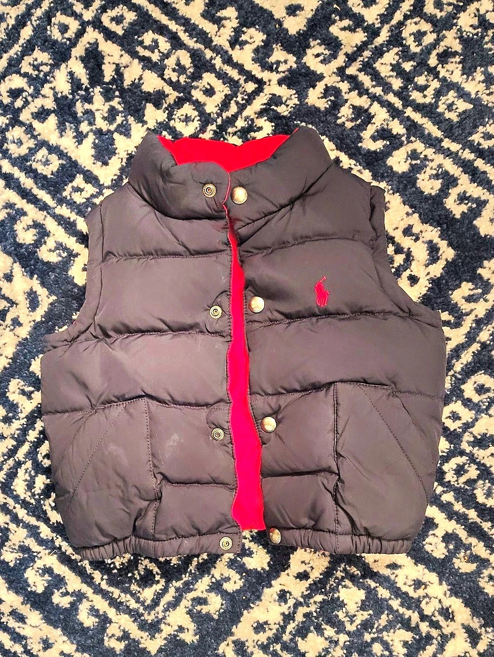 Polo Ralph Lauren Kids Reversible Down Puffer Vest Black & Red Boys 3T